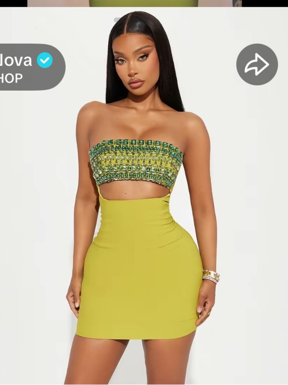 Fashion Nova Lime Green Strapless Mini Dress